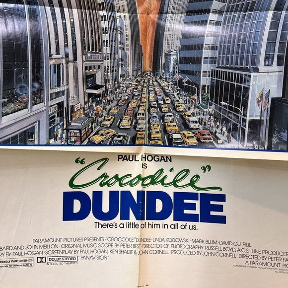 1986 “Crocodile Dundee” ORIGINAL Theatre MOVIE POSTER 27” X 41” One Sheet Comedy - Picture 2 of 3